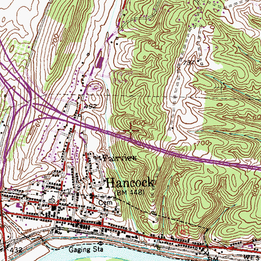 Topographic Map of Town of Hancock, MD