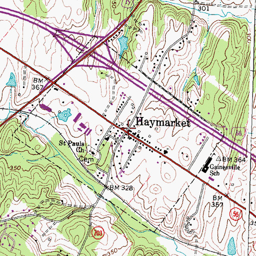 Topographic Map of Town of Haymarket, VA