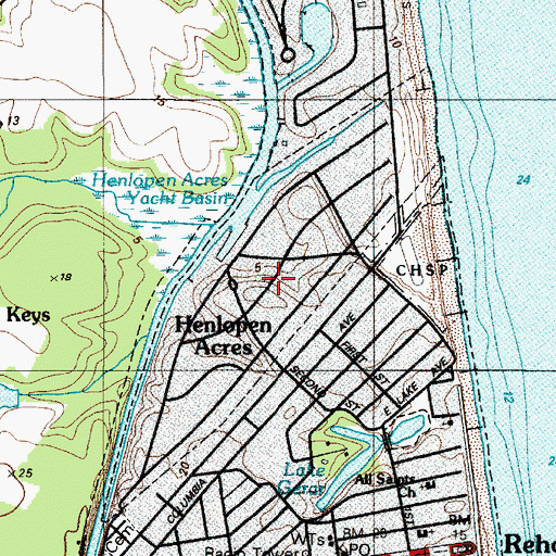 Topographic Map of Town of Henlopen Acres, DE