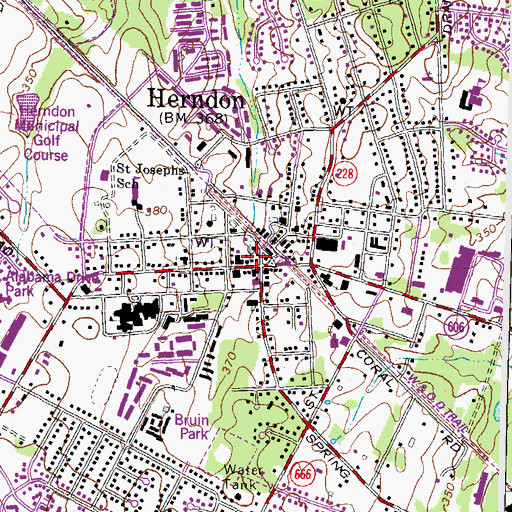 Topographic Map of Town of Herndon, VA