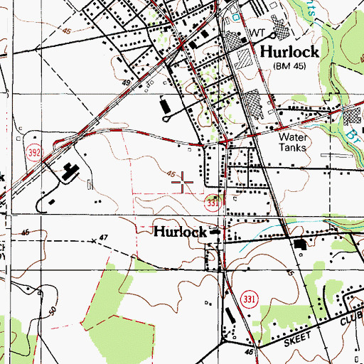 Topographic Map of Town of Hurlock, MD