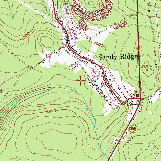 Topographic Map of Sandy Ridge Census Designated Place, PA