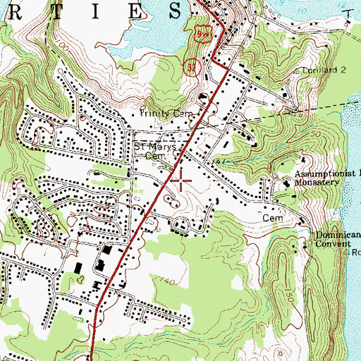 Topographic Map of Saugerties South Census Designated Place, NY