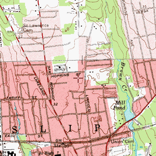 Topographic Map of Sayville Census Designated Place, NY