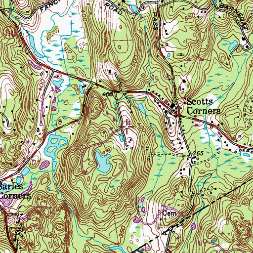 Topographic Map of Scotts Corners Census Designated Place, NY
