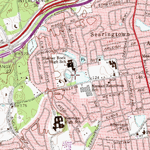Topographic Map of Searingtown Census Designated Place, NY