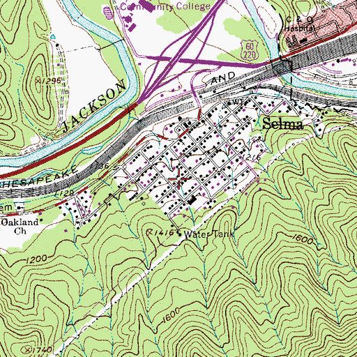 Topographic Map of Selma Census Designated Place, VA