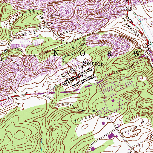 Topographic Map of Seltzer Census Designated Place, PA