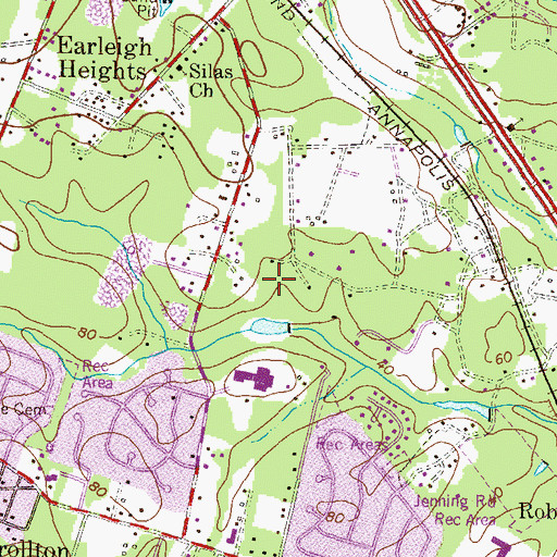 Topographic Map of Severna Park Census Designated Place, MD