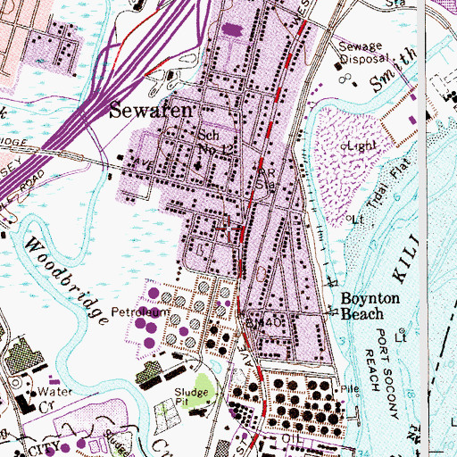 Topographic Map of Sewaren Census Designated Place, NJ