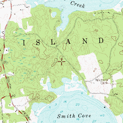 Topographic Map of Shelter Island Census Designated Place, NY