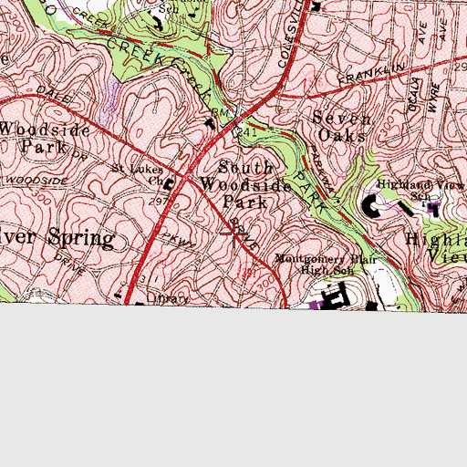 Topographic Map of Silver Spring Census Designated Place, MD