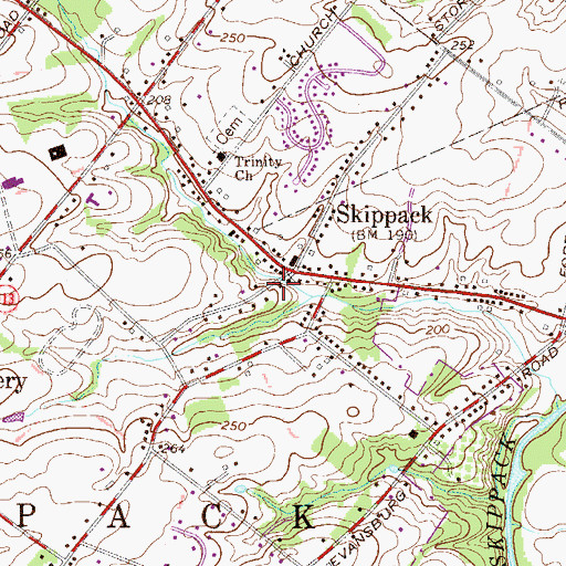 Topographic Map of Skippack Census Designated Place, PA