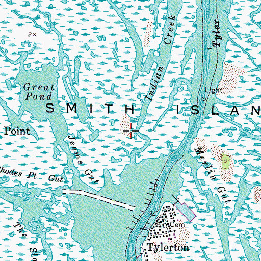 Topographic Map of Smith Island Census Designated Place, MD