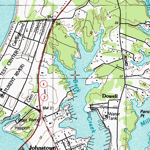 Topographic Map of Solomons Census Designated Place, MD