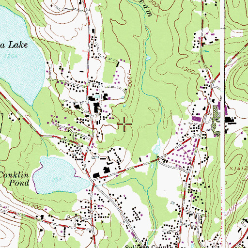Topographic Map of South Fallsburg Census Designated Place, NY