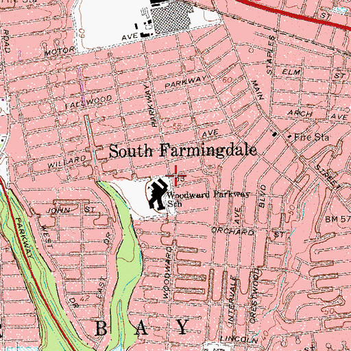 Topographic Map of South Farmingdale Census Designated Place, NY