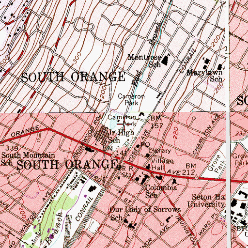 Topographic Map of South Orange Census Designated Place, NJ