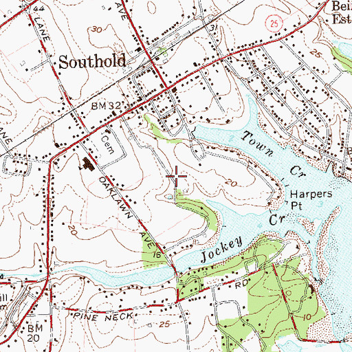 Topographic Map of Southold Census Designated Place, NY