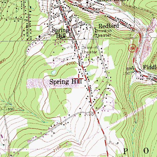 Topographic Map of Spring Hill Census Designated Place, PA