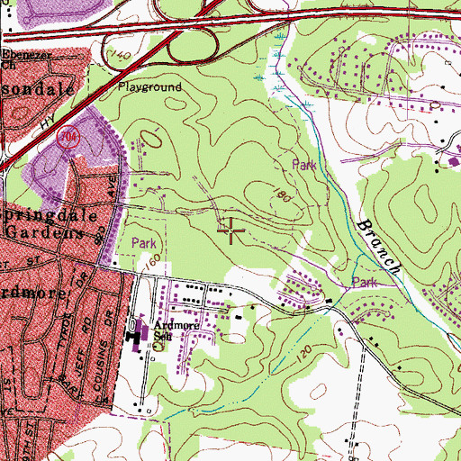 Topographic Map of Springdale Census Designated Place, MD