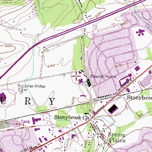 Topographic Map of Springetts Manor-Yorklyn Census Designated Place (historical), PA
