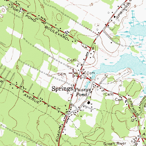 Topographic Map of Springs Census Designated Place, NY