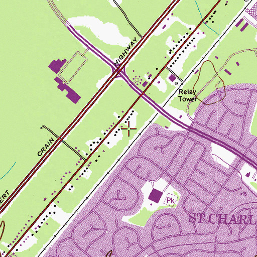Topographic Map of St. Charles Census Designated Place, MD