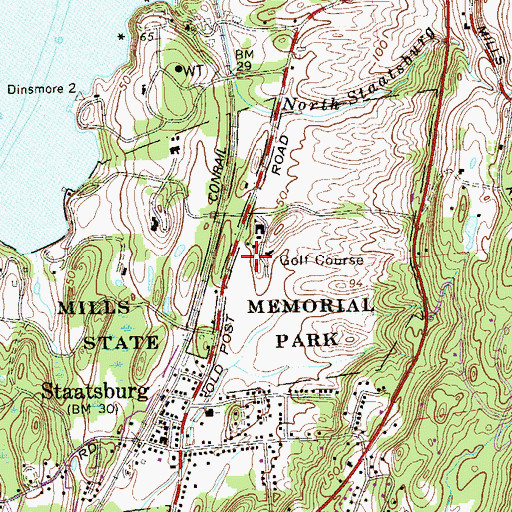Topographic Map of Staatsburg Census Designated Place, NY