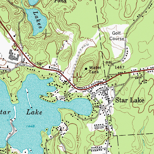 Topographic Map of Star Lake Census Designated Place, NY