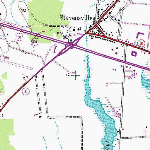 Topographic Map of Stevensville Census Designated Place, MD
