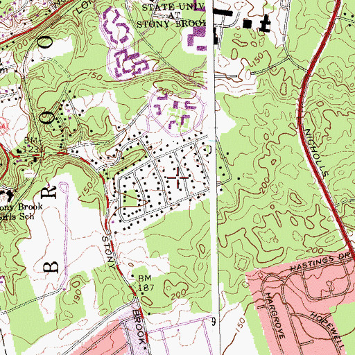 Topographic Map of Stony Brook Census Designated Place, NY