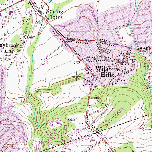 Topographic Map of Stonybrook-Wilshire Census Designated Place (historical), PA