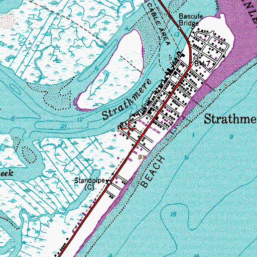 Topographic Map of Strathmere Census Designated Place, NJ