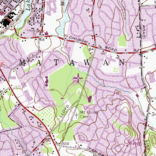 Topographic Map of Strathmore Census Designated Place, NJ