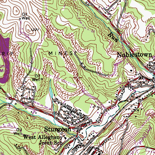 Topographic Map of Sturgeon-Noblestown Census Designated Place (historical), PA