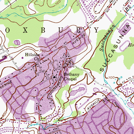 Topographic Map of Succasunna-Kenvil Census Designated Place (historical), NJ