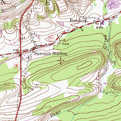Topographic Map of Summit Station Census Designated Place, PA