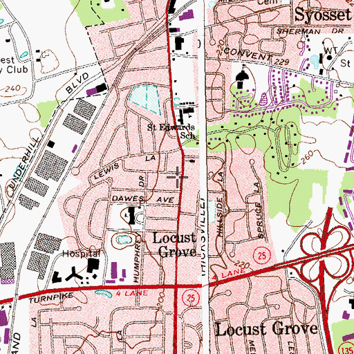 Topographic Map of Syosset Census Designated Place, NY