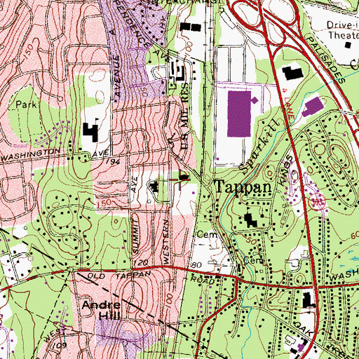 Topographic Map of Tappan Census Designated Place, NY
