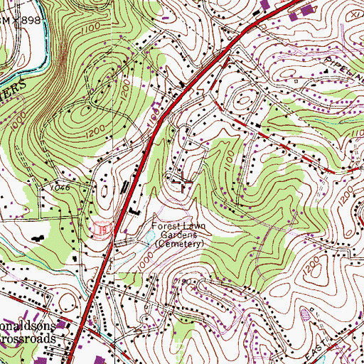 Topographic Map of Thompsonville Census Designated Place, PA