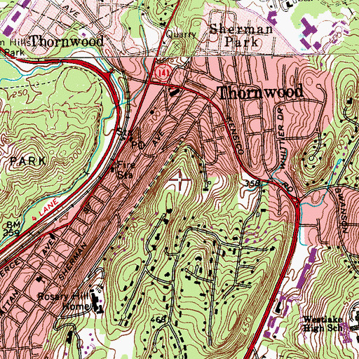 Topographic Map of Thornwood Census Designated Place, NY