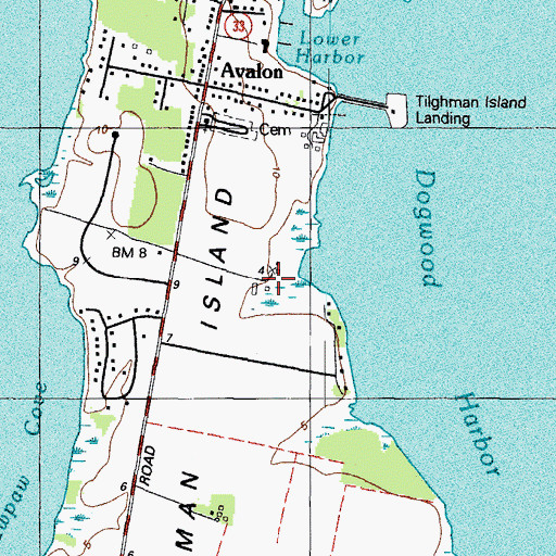 Topographic Map of Tilghman Island Census Designated Place, MD