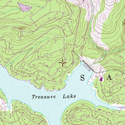 Topographic Map of Treasure Lake Census Designated Place, PA