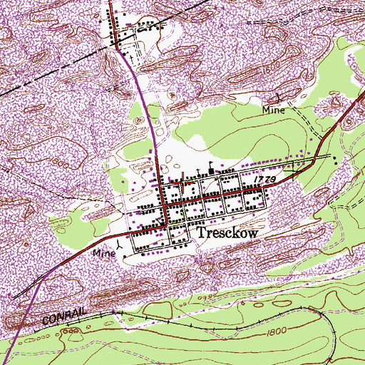 Topographic Map of Tresckow Census Designated Place, PA
