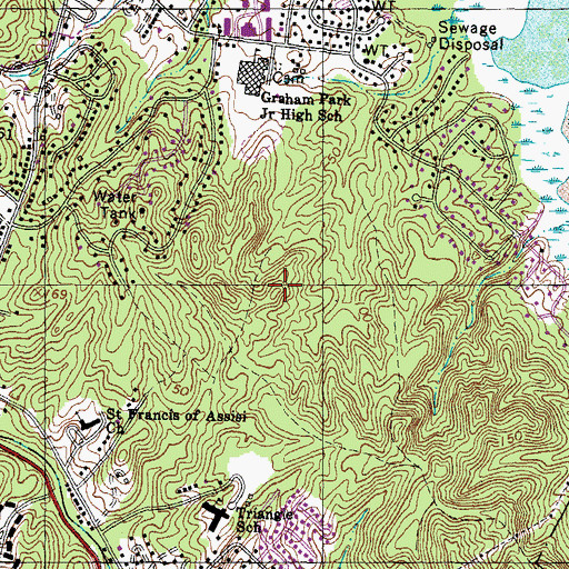 Topographic Map of Triangle Census Designated Place, VA