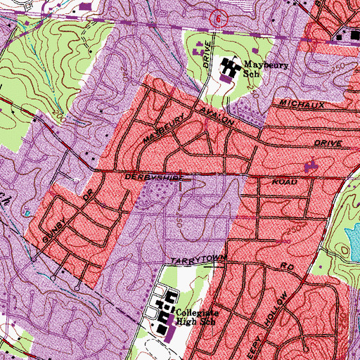 Topographic Map of Tuckahoe Census Designated Place, VA