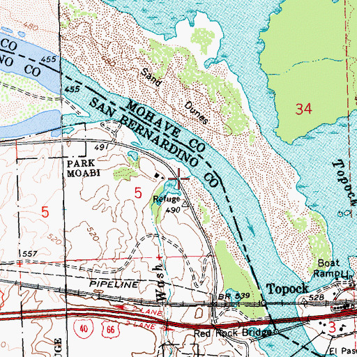 Topographic Map of Bat Cave Wash, CA