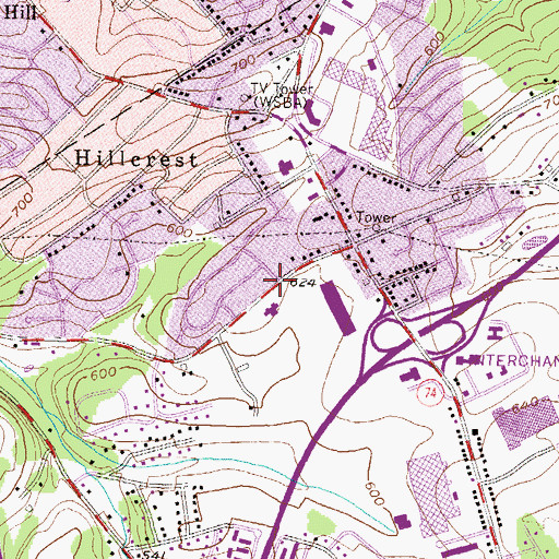 Topographic Map of Tyler Run-Queens Gate Census Designated Place (historical), PA