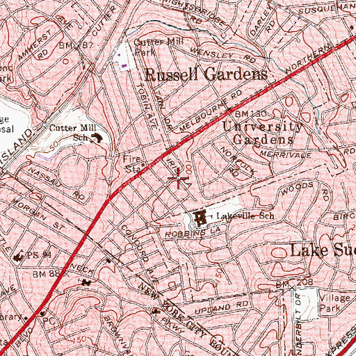 Topographic Map of University Gardens Census Designated Place, NY